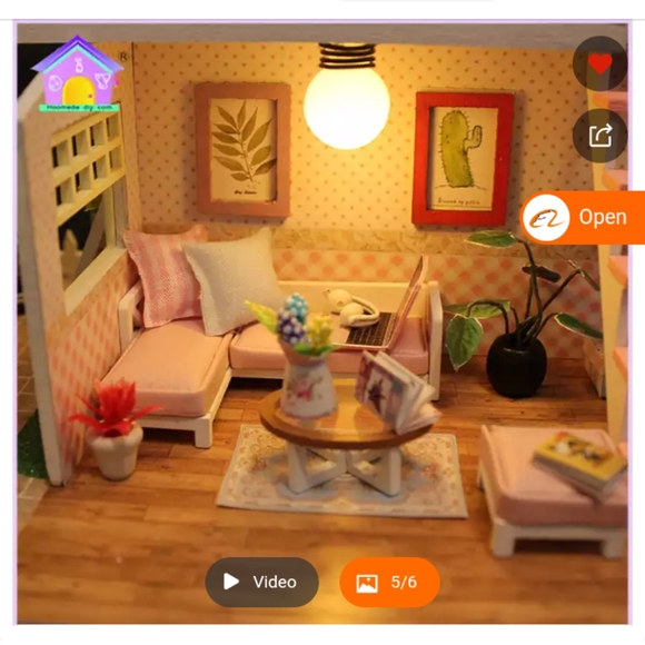 Mini-Dollhouse DIY Kit two-story loft with lights - Picture 5 of 7